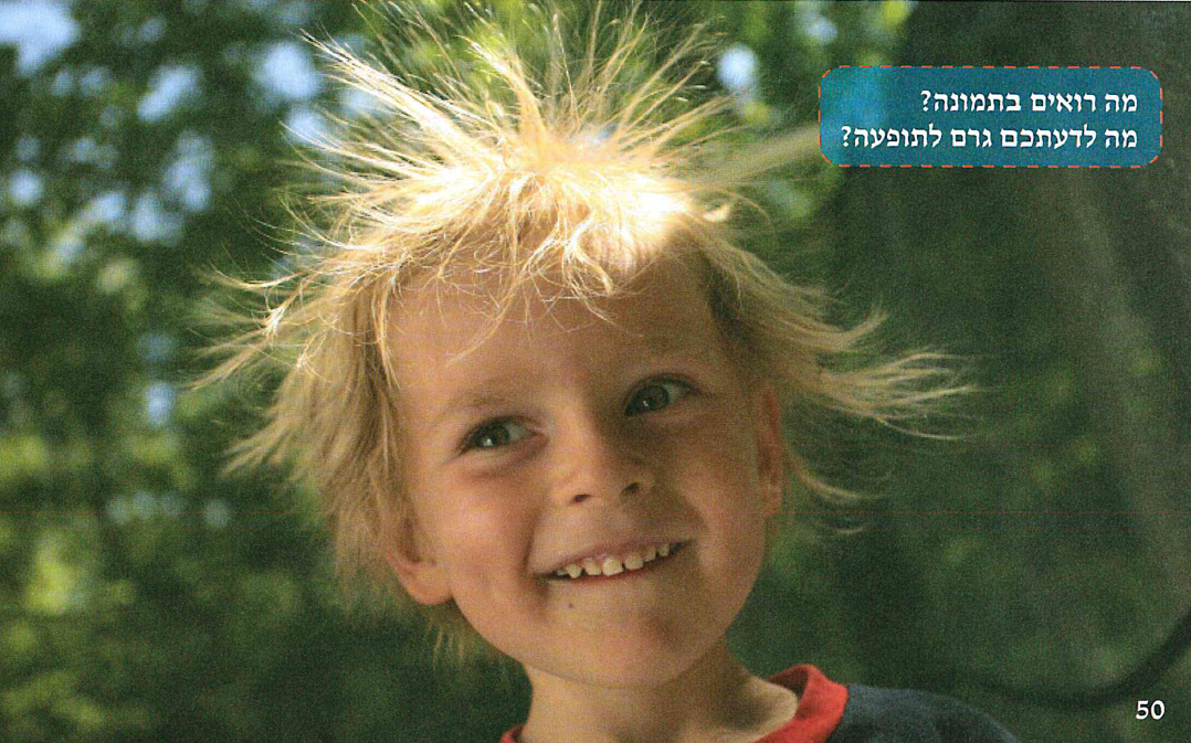 (בספר תמונה של ילד עם שיער 